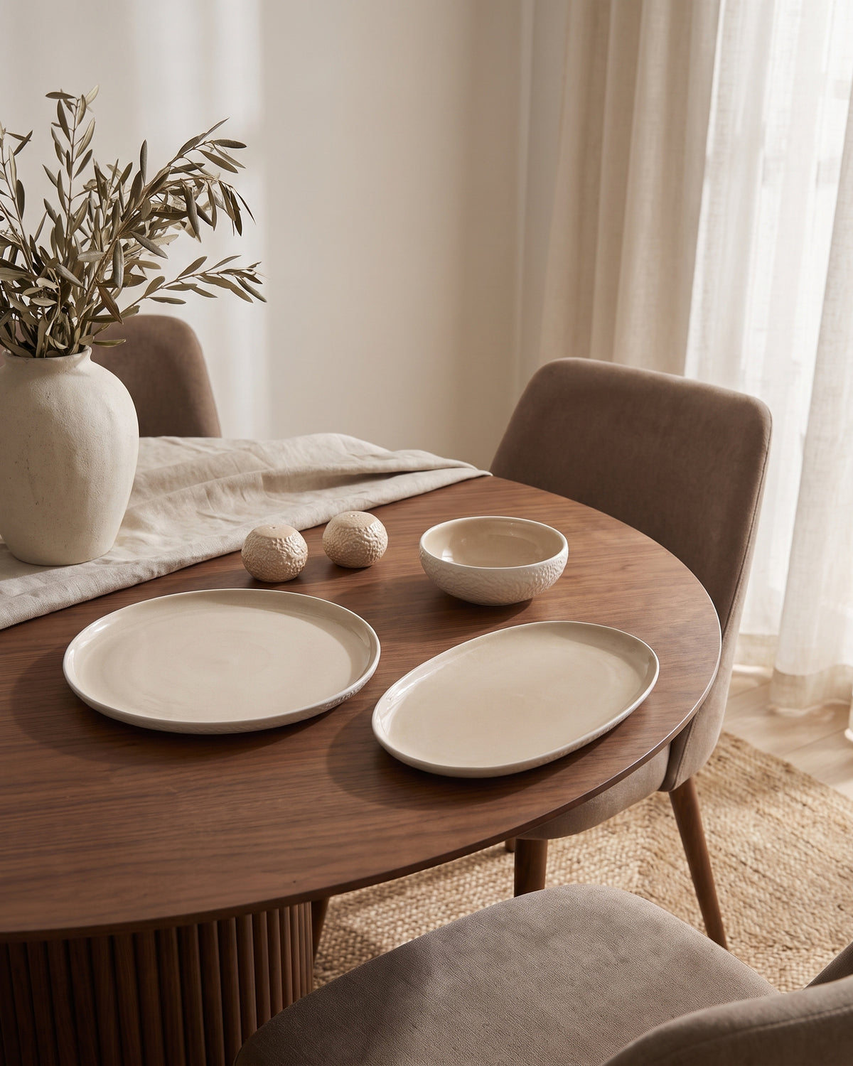 Barles Stone Dinerset | wit-taupe | 6 persoons