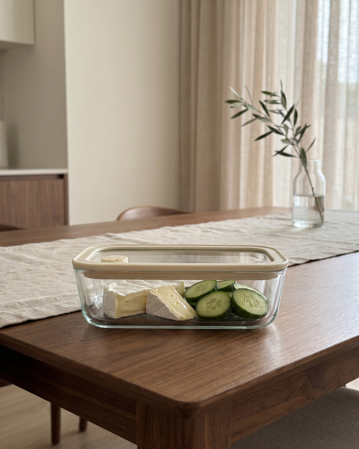 Vershoudbak rechthoekig | 610 ml | Beige-transparant