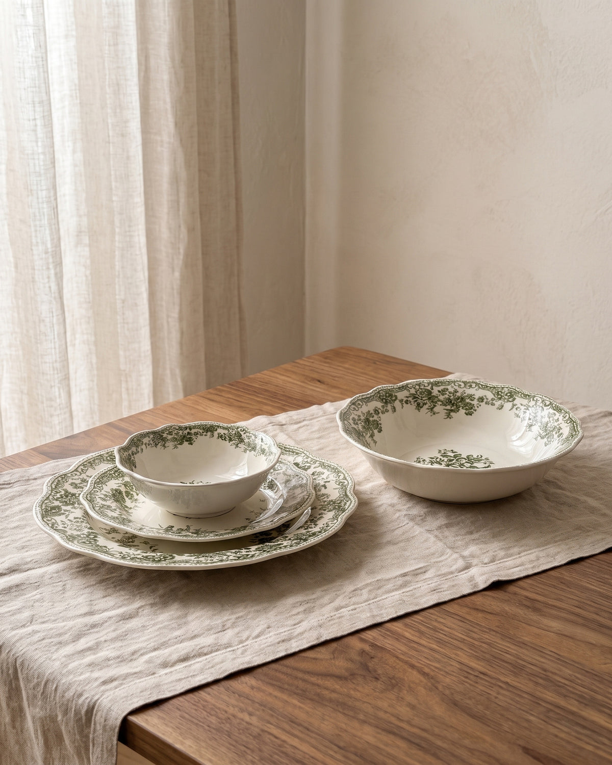 Vintage - Yemek Takımı - 25 Parça - Yeşil