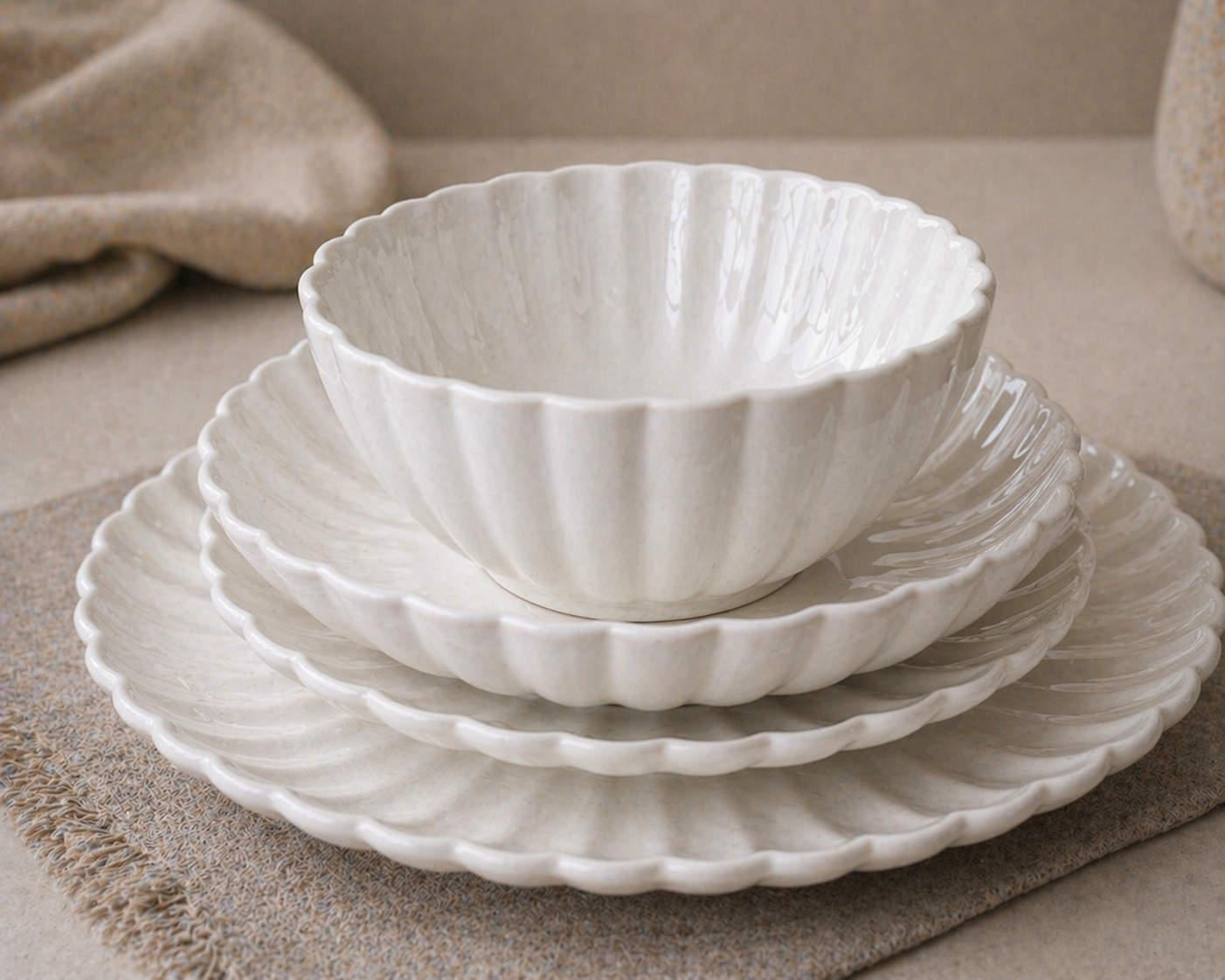 Daisy lotus serviesset | 24-delig | wit