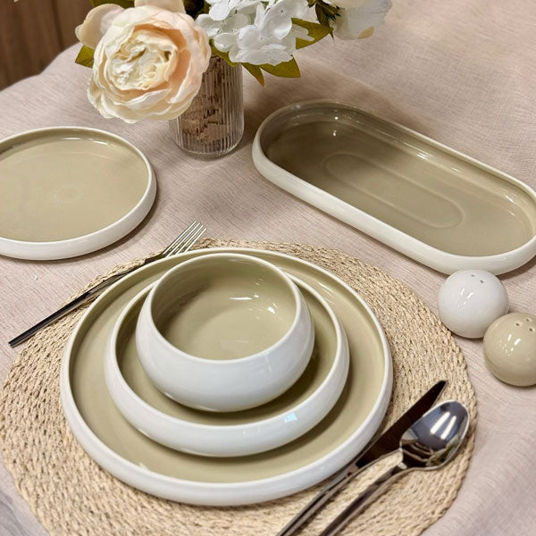 Chubby Serviesset Wit/Taupe - 27 delig - porselein