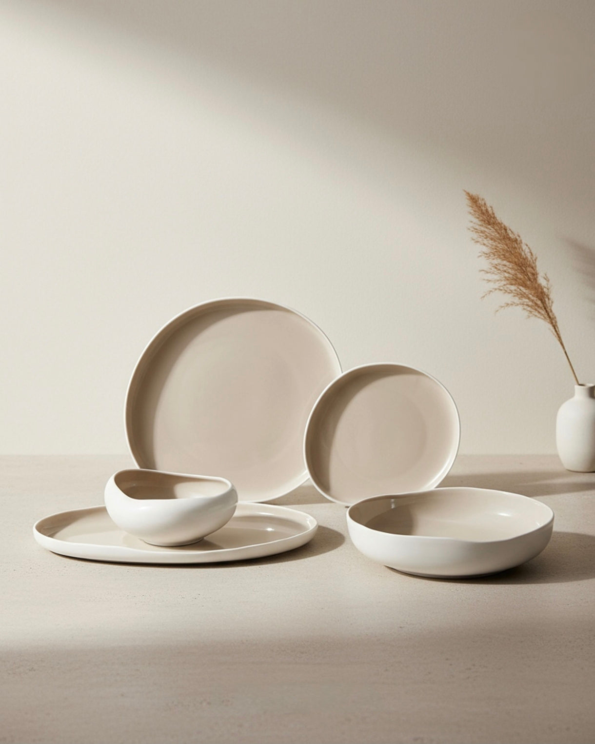 Barles Serviesset Wit/Taupe - 24 delig - porselein