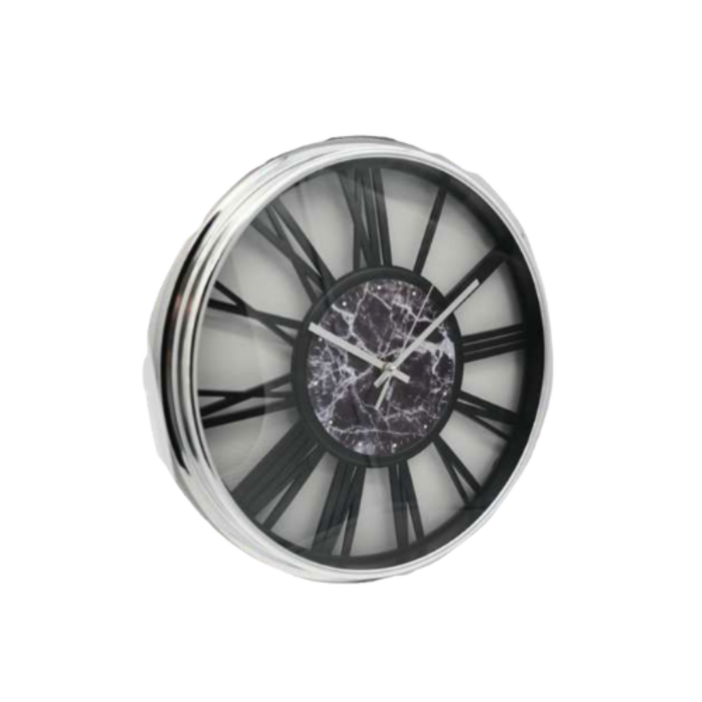 Wanduhr Silber/Schwarz