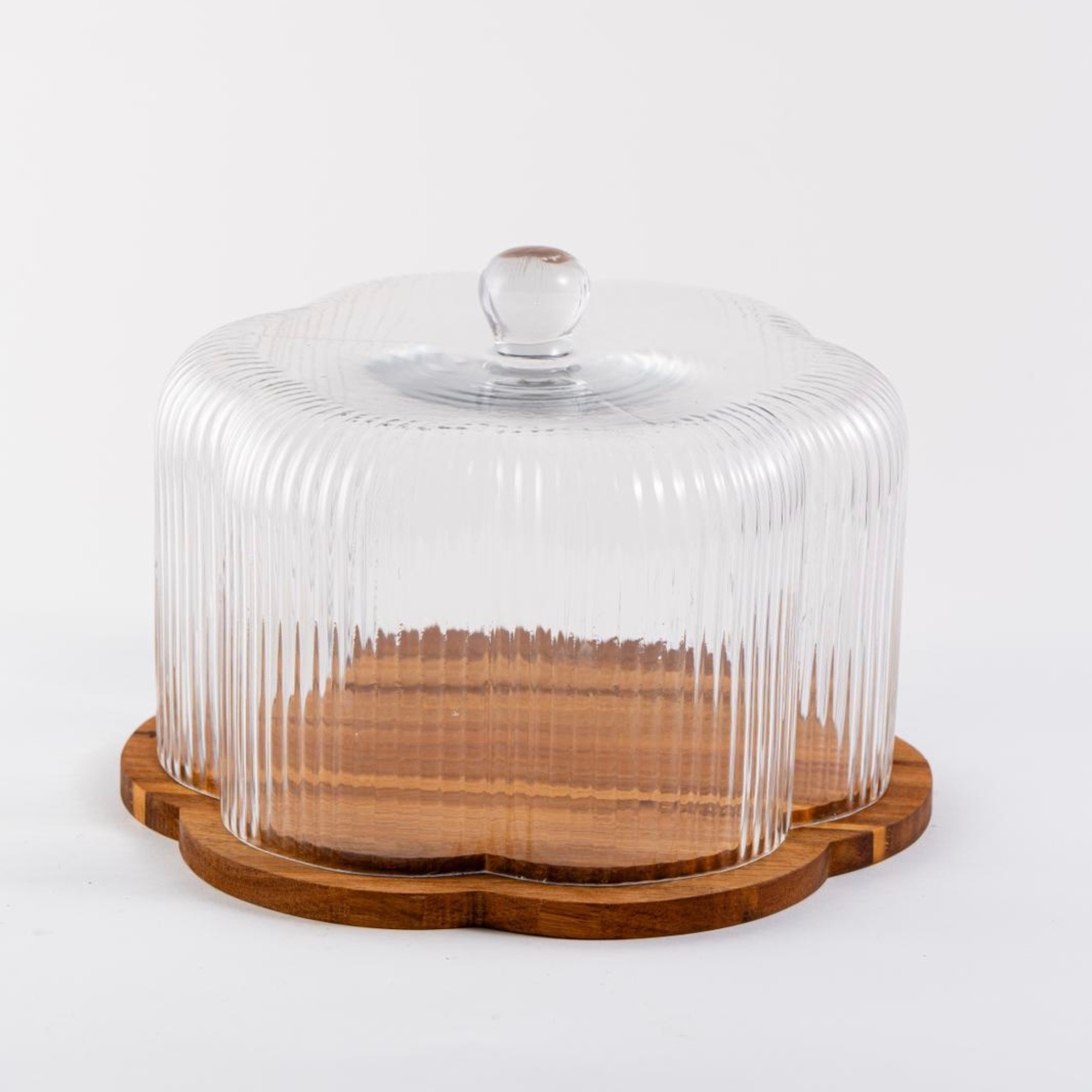 Flora borosilicaat acacia houten taartplateau | 22,5 cm