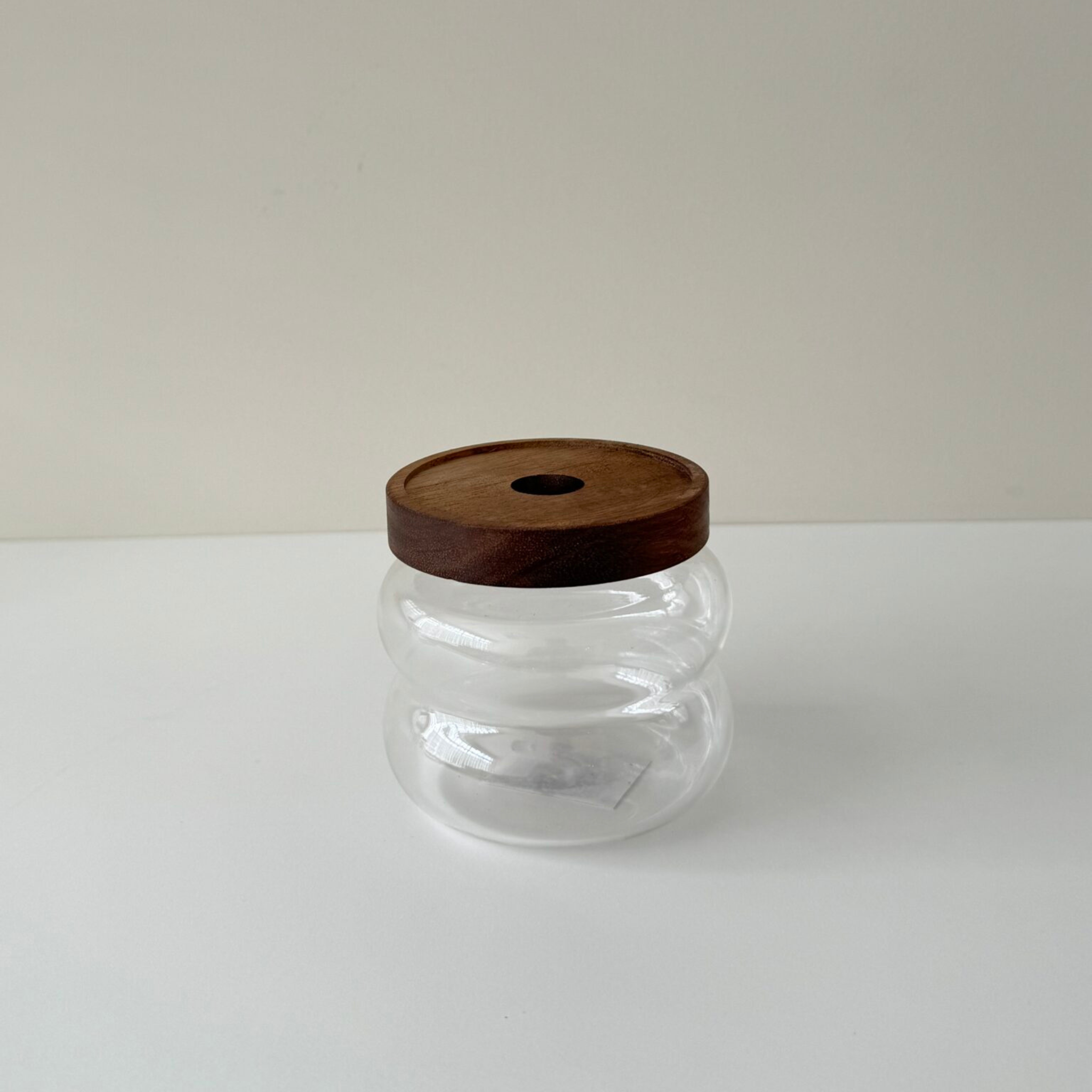 Voorraadpot bubble met acacia houten deksel | 350 cc