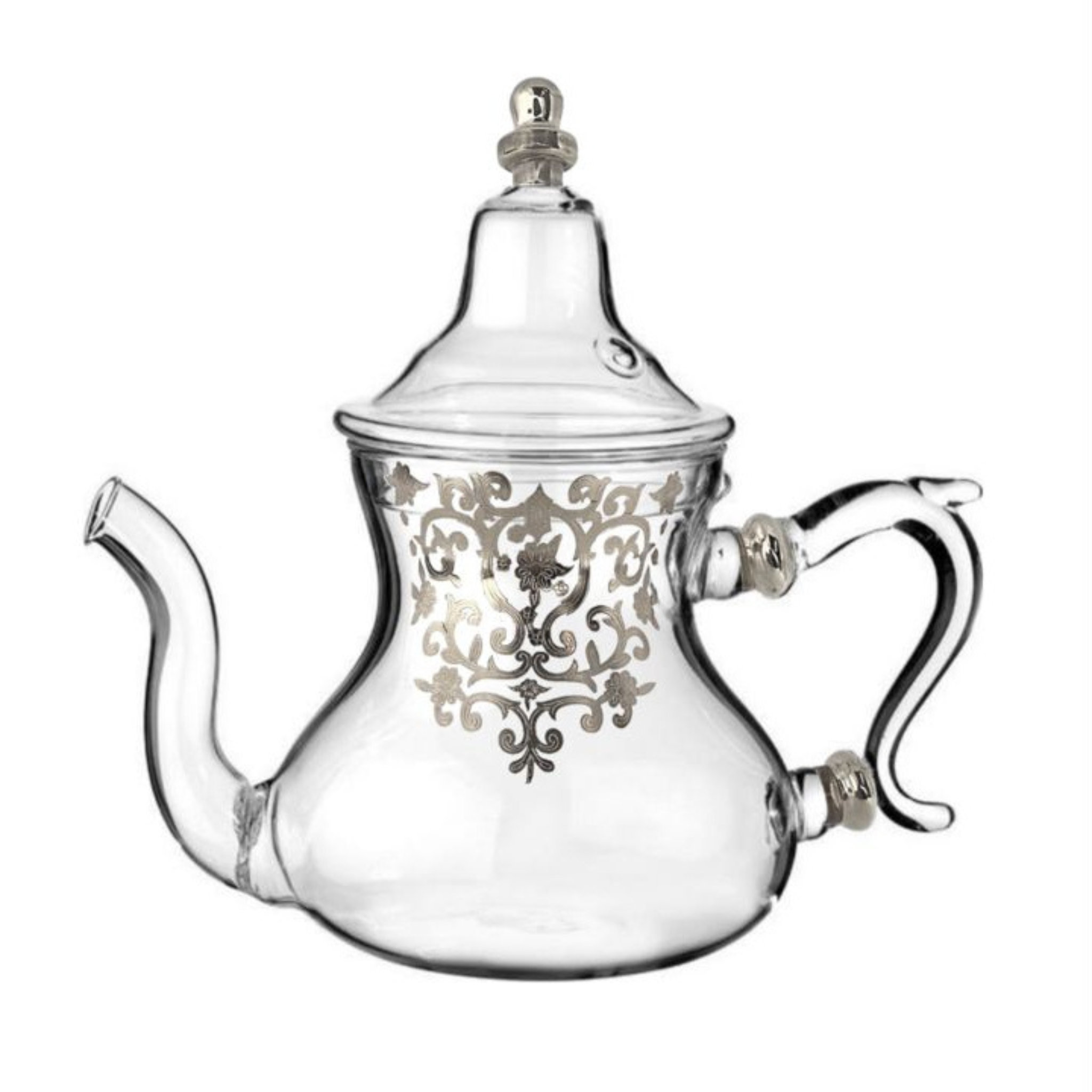 Glazen Theepot Zilver