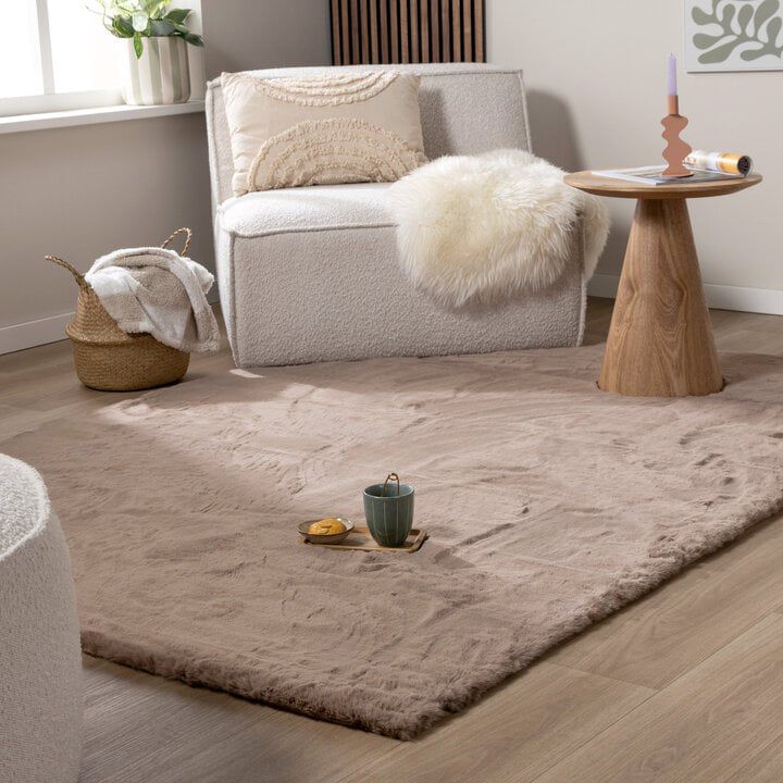Fluffy vloerkleed Taupe