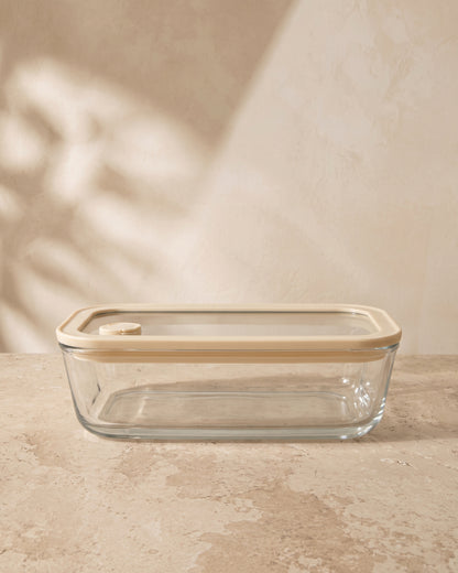 Vershoudbak rechthoekig |  1170 ml | Beige-transparant