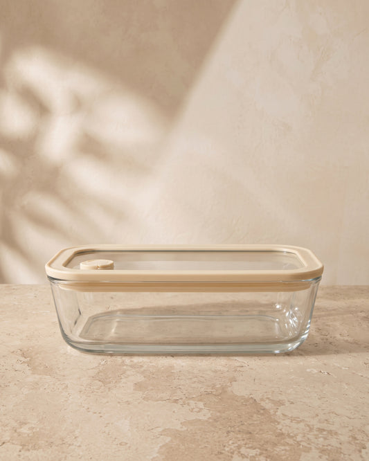 Vershoudbak rechthoekig |  1170 ml | Beige-transparant