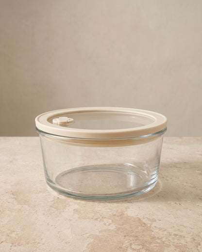 Vershoudbak rond |  950 ml | Beige-transparant