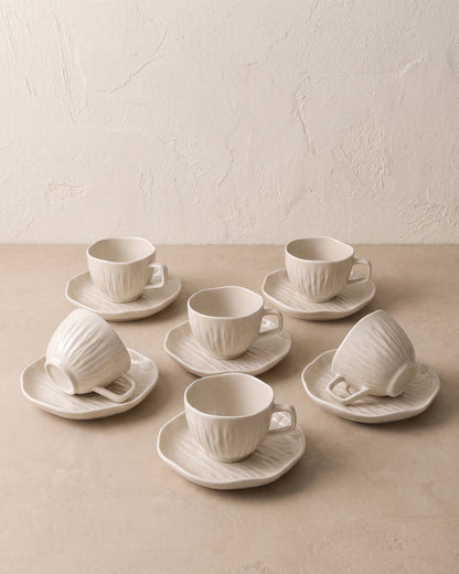 Cermico - Koffieset - Beige - 12 delig - 200ml