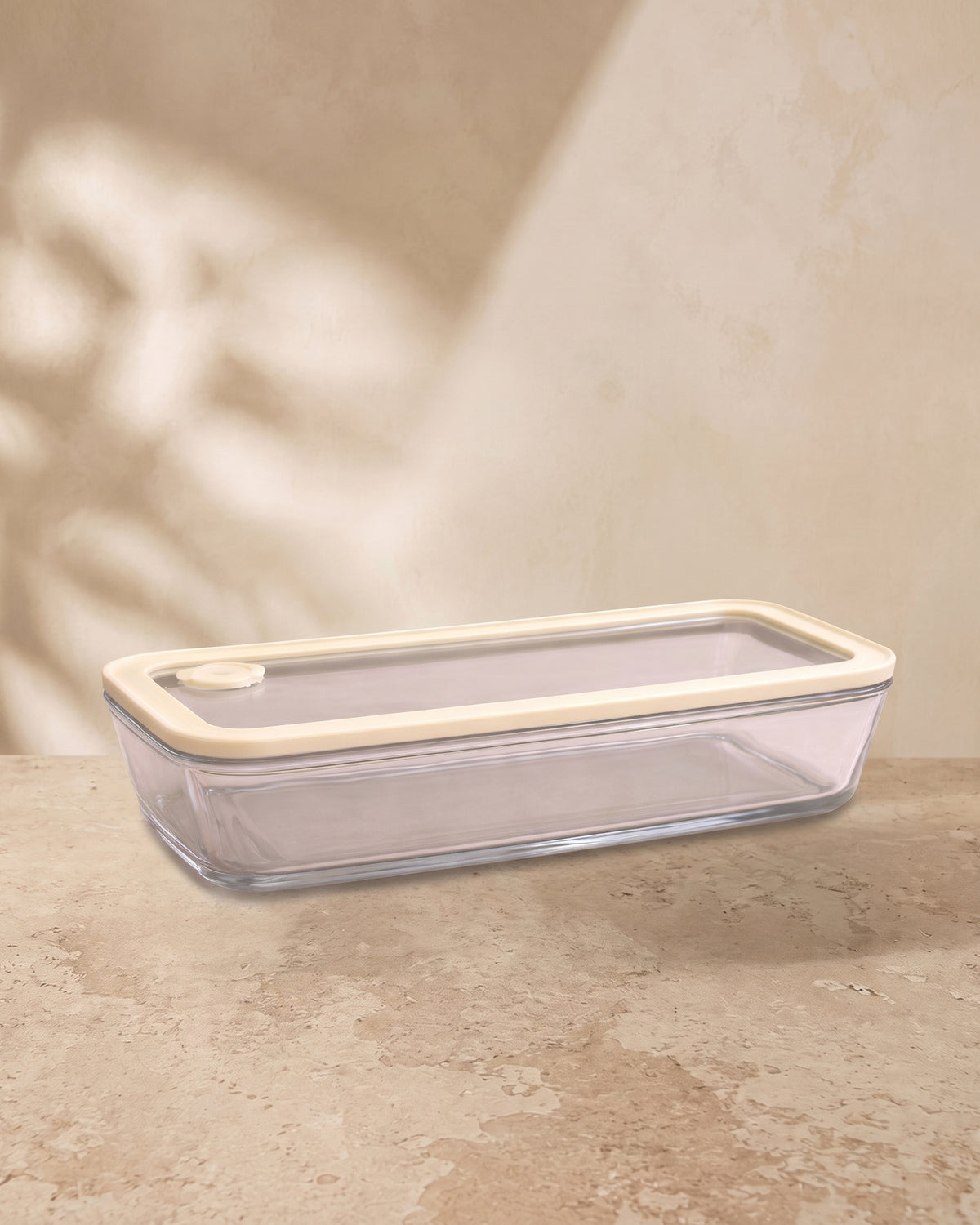 Vershoudbak Plat Lang |  1400ml | Beige-transparant