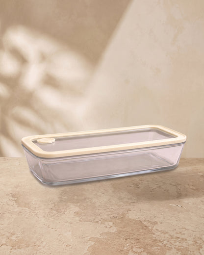 Vershoudbak Plat Lang |  1400ml | Beige-transparant