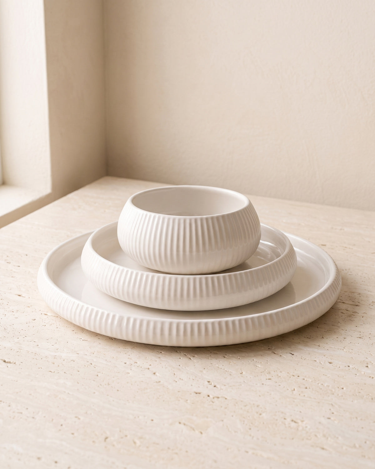 Chubby Lines - Serviesset - 24 Delig - Wit