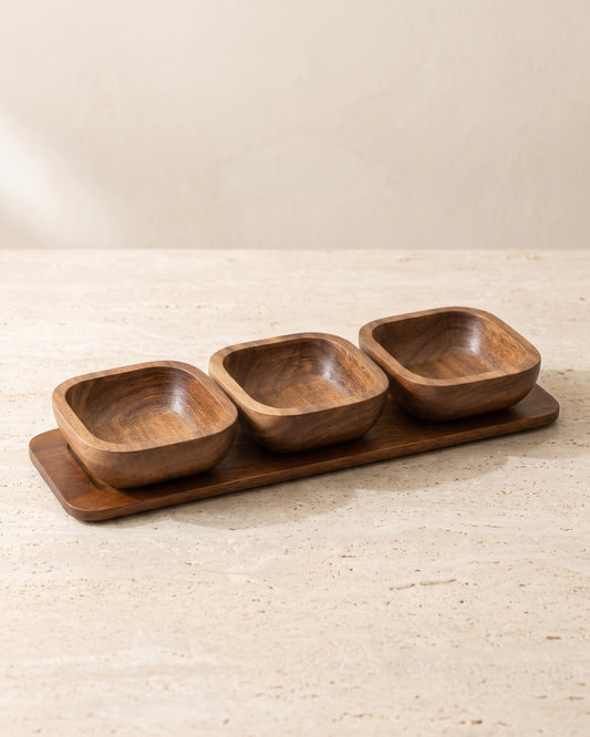 Elore Acacia Snackset Vierkant 3 - Delig