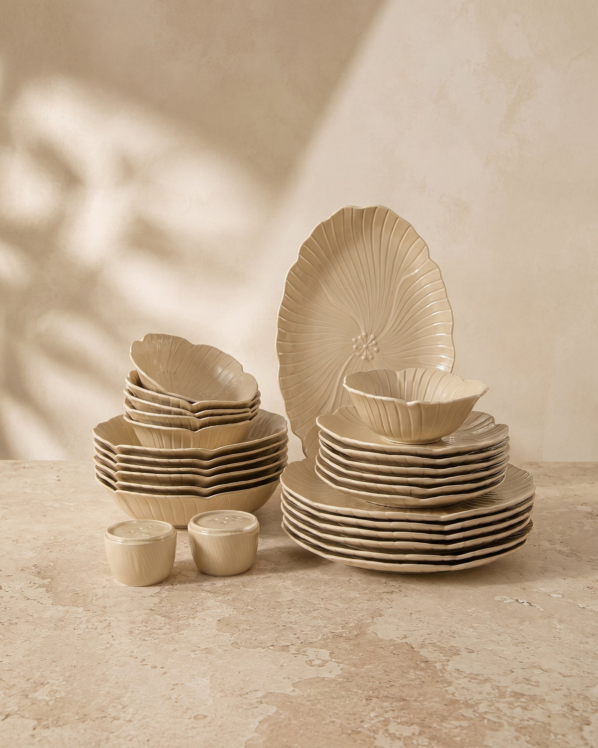 Bricard Florange Dinerset Taupe – 27-Delig Porseleinen Serviesset voor 6 Personen