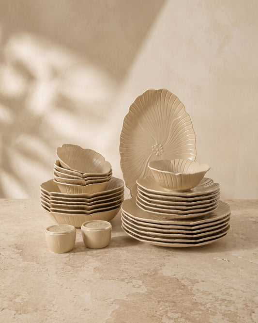 Bricard Florange Dinerset Taupe – 27-Delig Porseleinen Serviesset voor 6 Personen