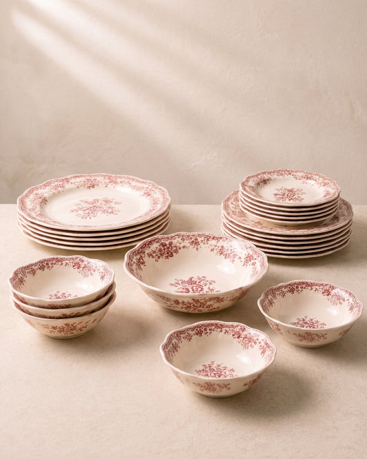 Vintage - Serviesset - 25 Delig - Rood