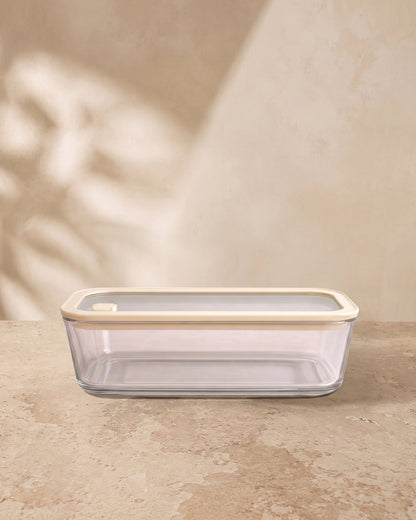 Vershoudbak rechthoekig |  1940ml | Beige-transparant