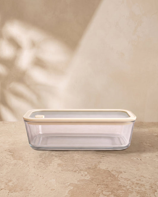 Vershoudbak rechthoekig |  1940ml | Beige-transparant