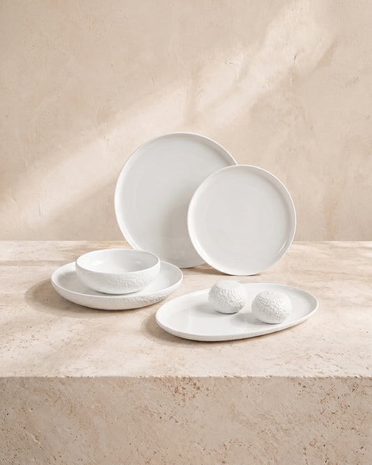 Barles Stone Dinerset | wit-taupe | 6 persoons