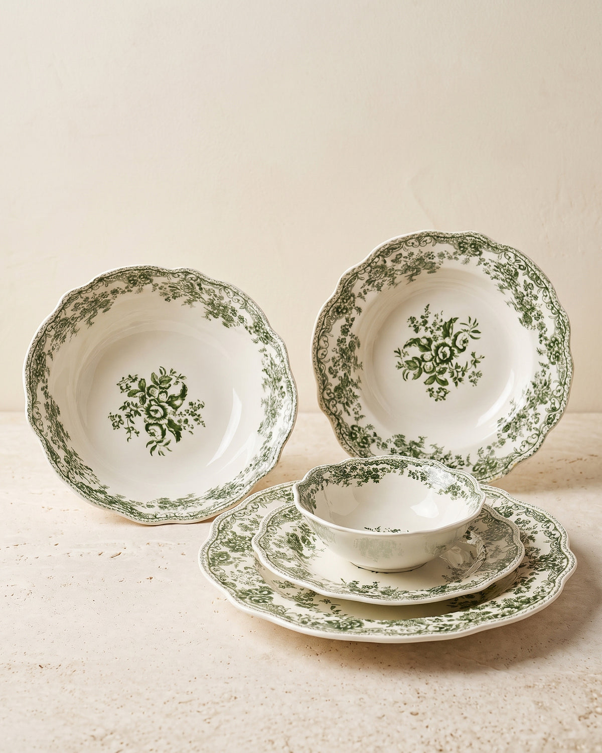 Vintage - Yemek Takımı - 25 Parça - Yeşil
