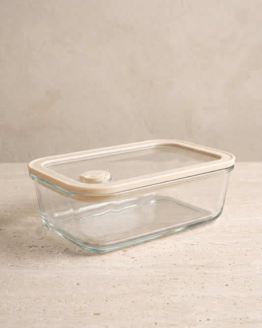 Vershoudbak rechthoekig |  610 ml | Beige-transparant