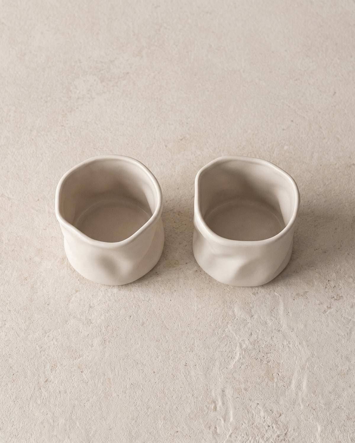 Diamond wave keramieken mok 2 stuks | Creme mat