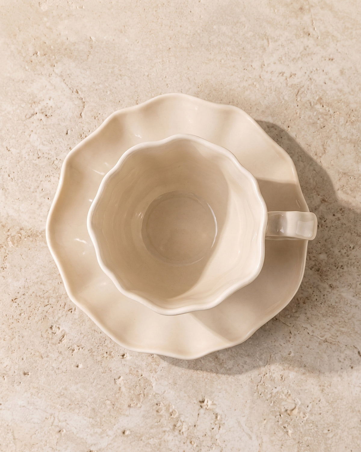 Bricard Angles Koffieset 12-delig | Taupe Porselein | 6 Kopjes & Schotels