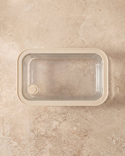 Vershoudbak rechthoekig |  1940ml | Beige-transparant