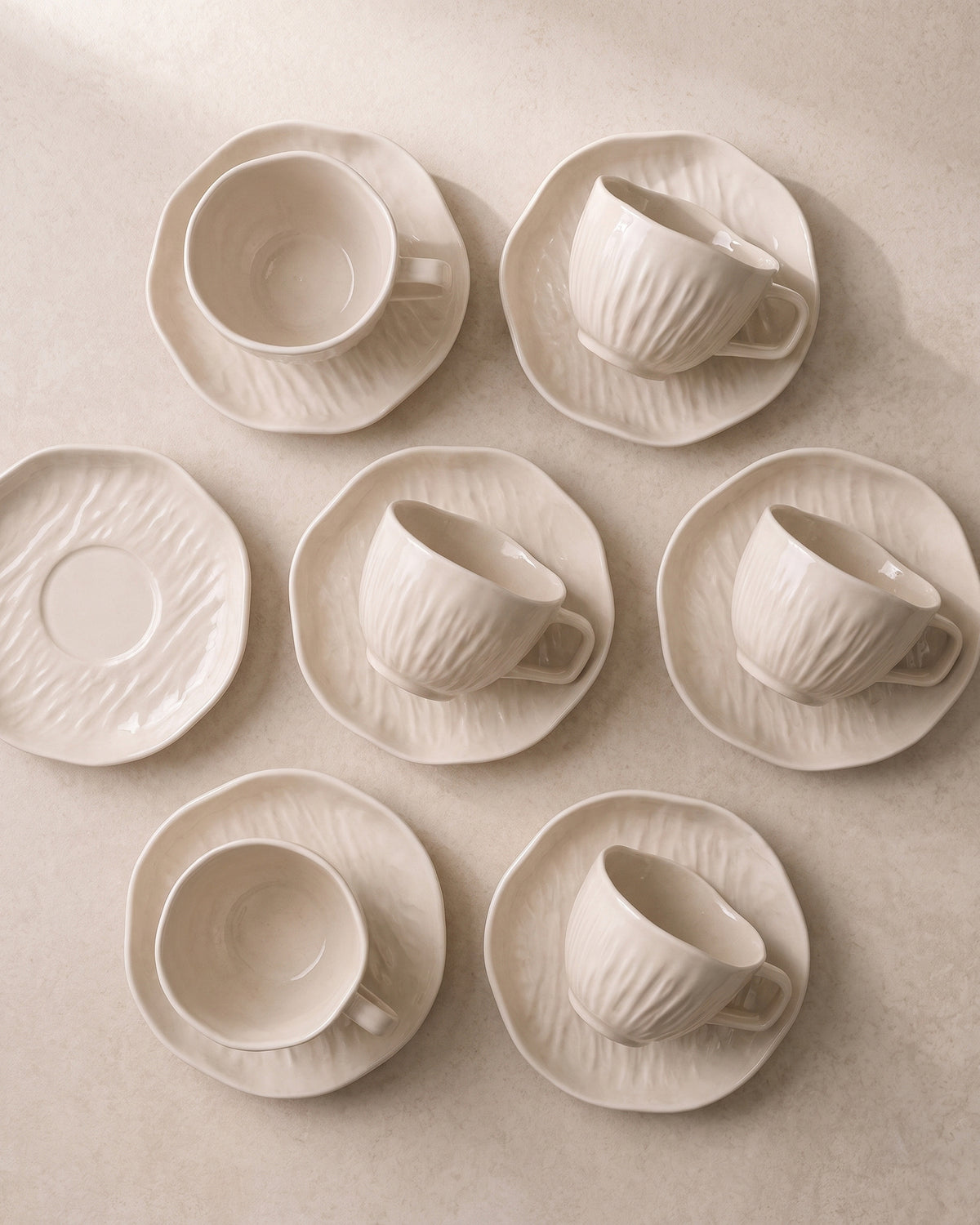 Cermico - Koffieset - Beige - 12 delig - 200ml
