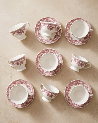 Vintage koffieset Rood 12-delig