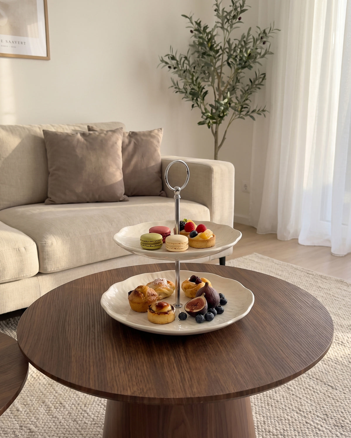 Cermico Wit Etagère 2-Laags – Ø 20,5 cm/Ø 27,3 cm