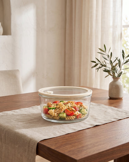 Vershoudbak rond |  950 ml | Beige-transparant