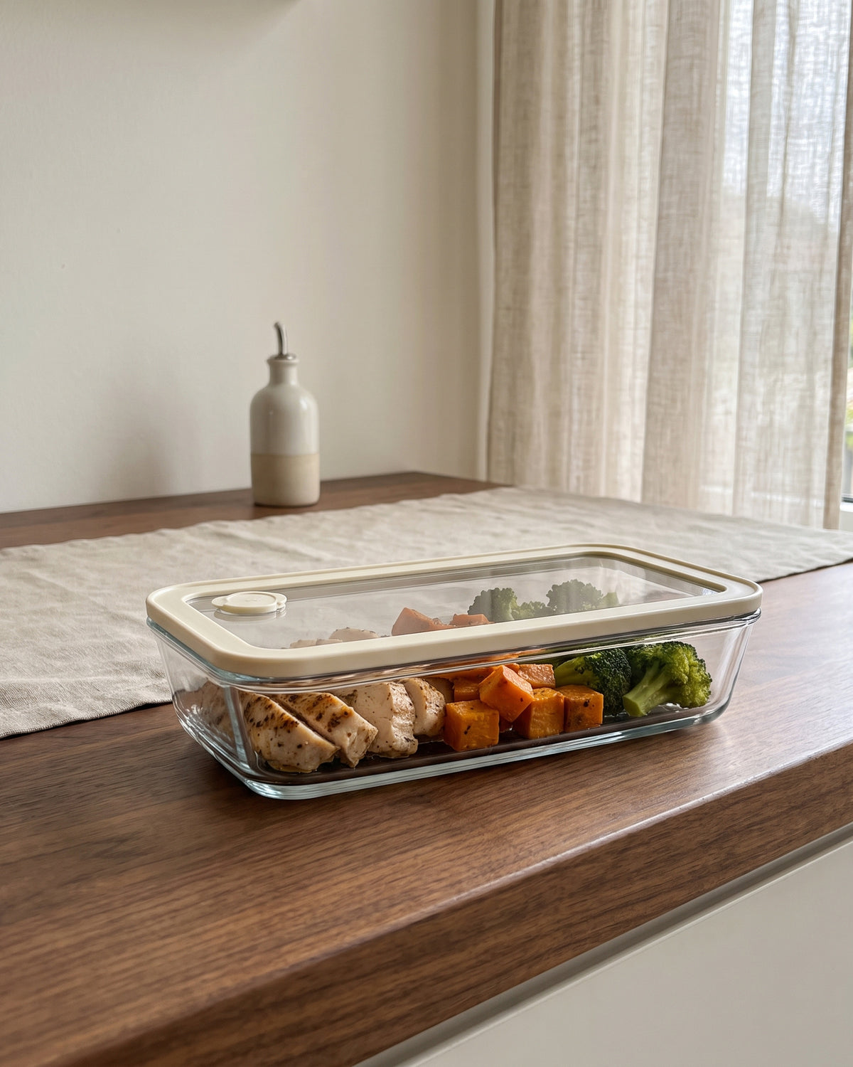 Vershoudbak Plat Lang |  700ml | Beige-transparant