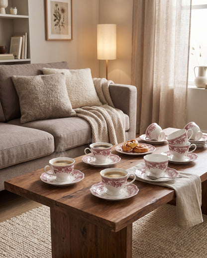 Vintage koffieset Rood 12-delig