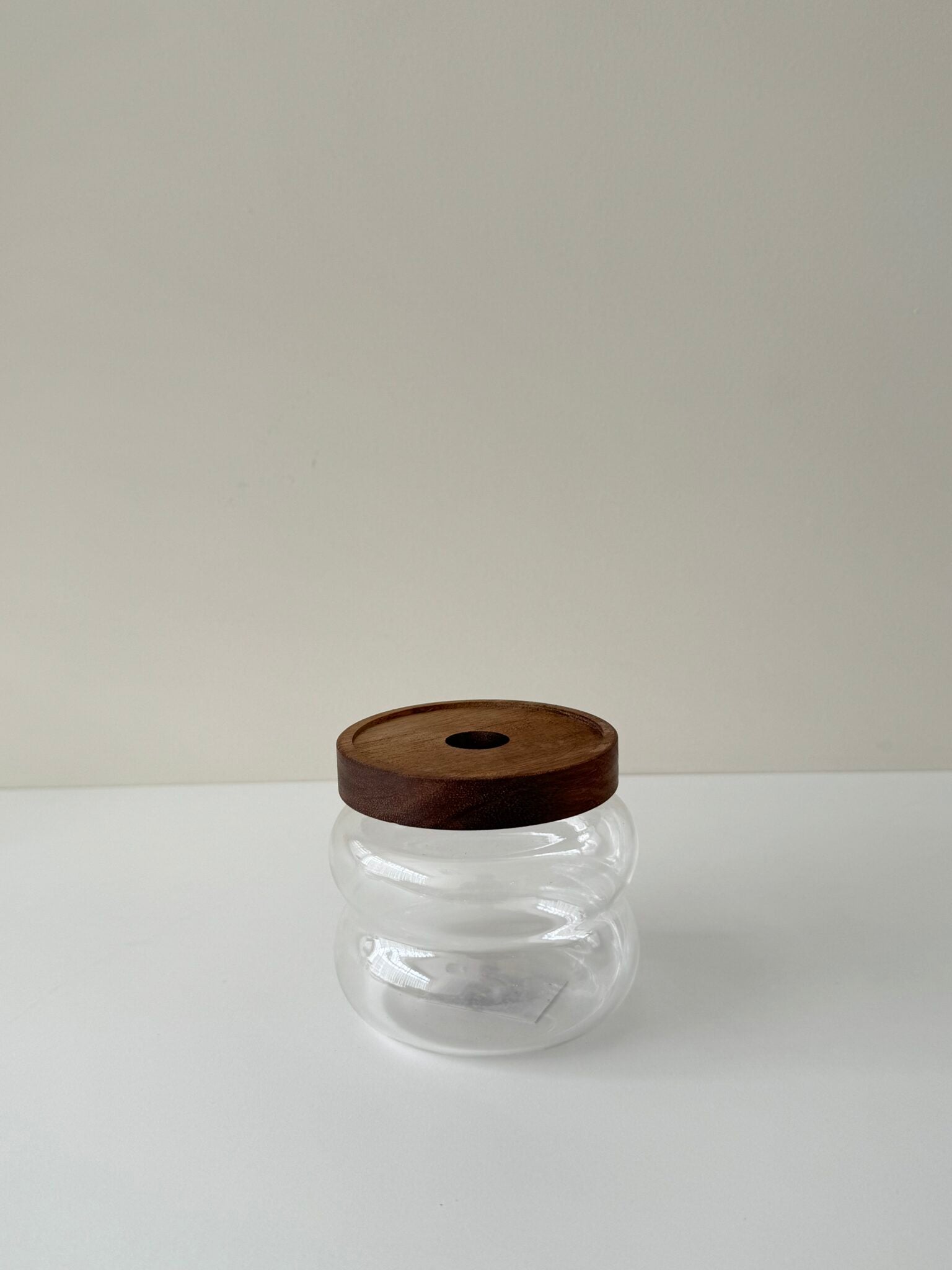 Voorraadpot bubble met acacia houten deksel | 350 cc