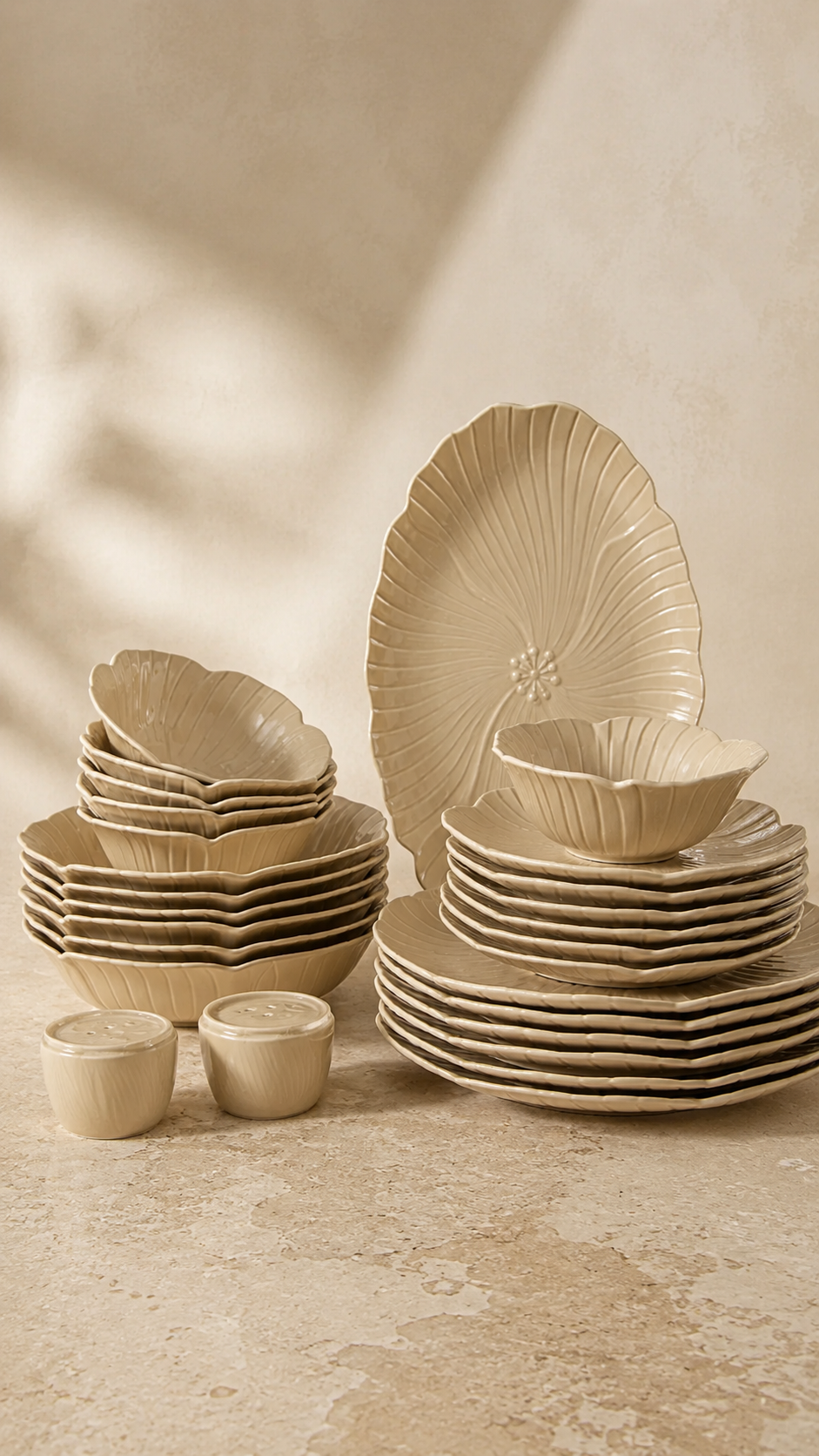 Bricard Florange Dinerset Taupe – 27-Delig Porseleinen Serviesset voor 6 Personen