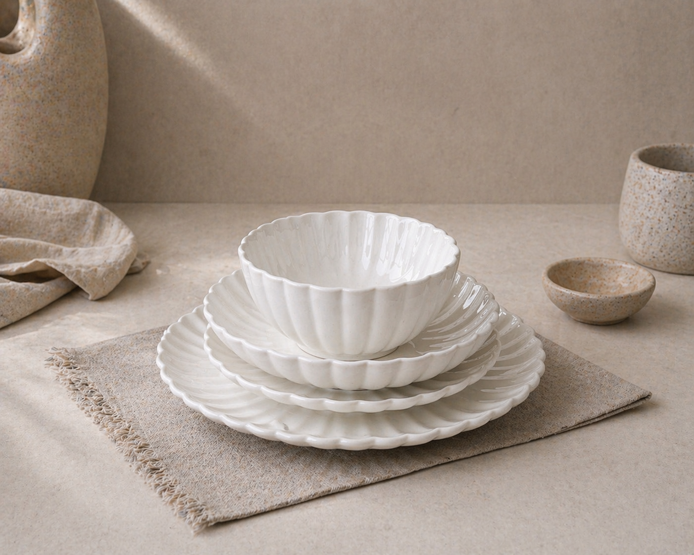 Daisy lotus serviesset | 24-delig | wit