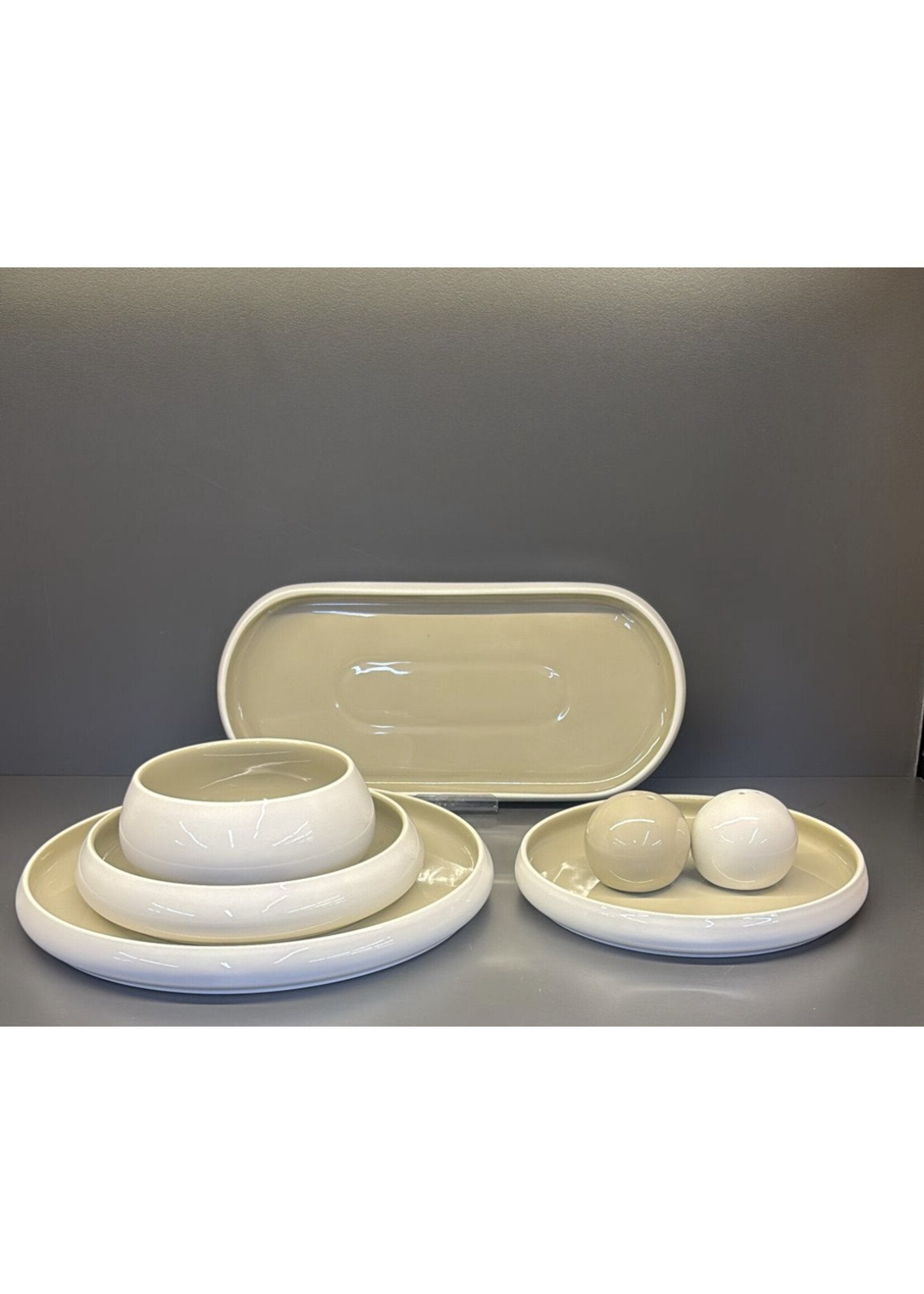 Chubby Serviesset Wit/Taupe - 27 delig - porselein