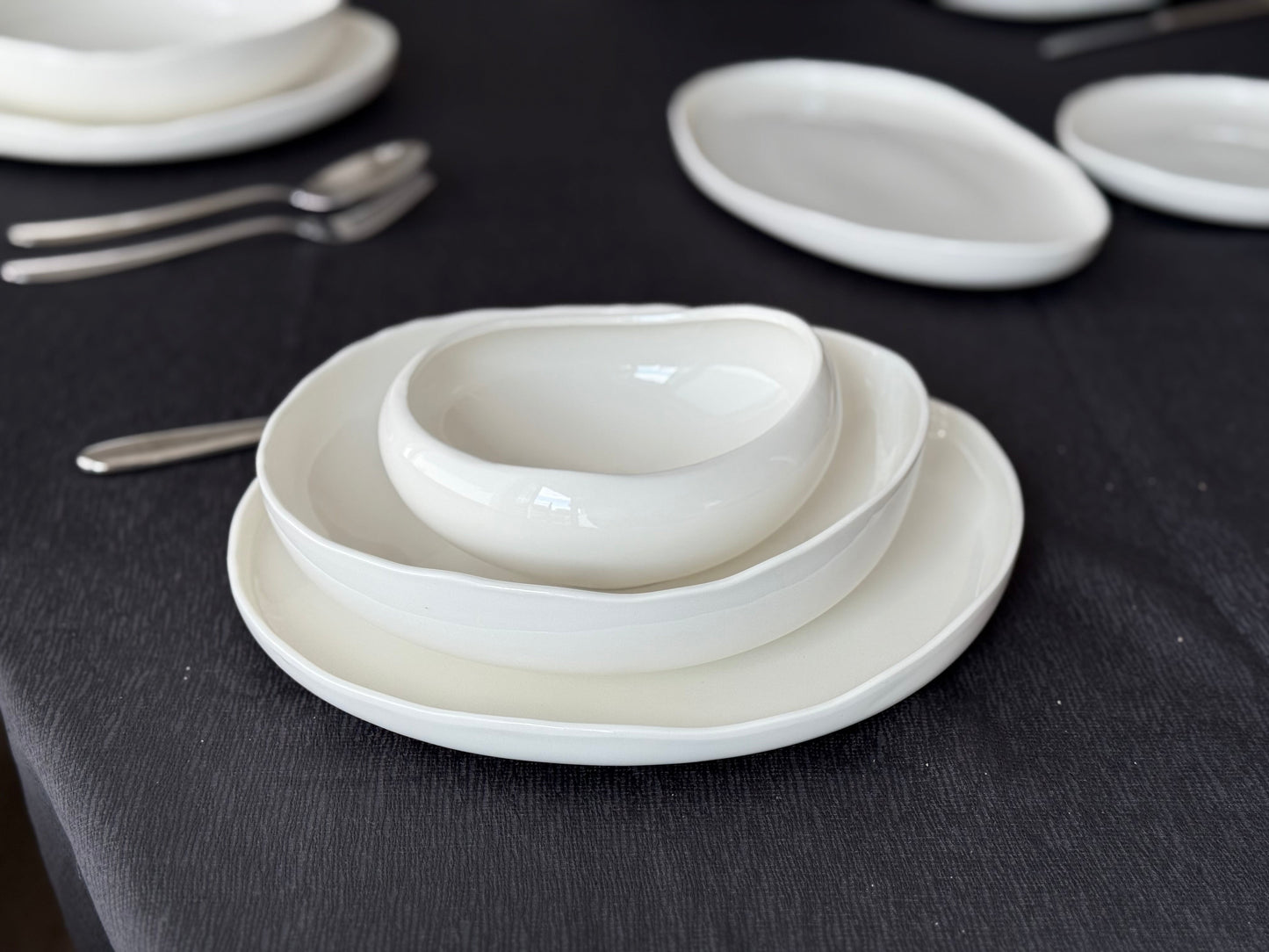 Bricard Barles 6 kişilik 25 parça beyaz yemek takımı