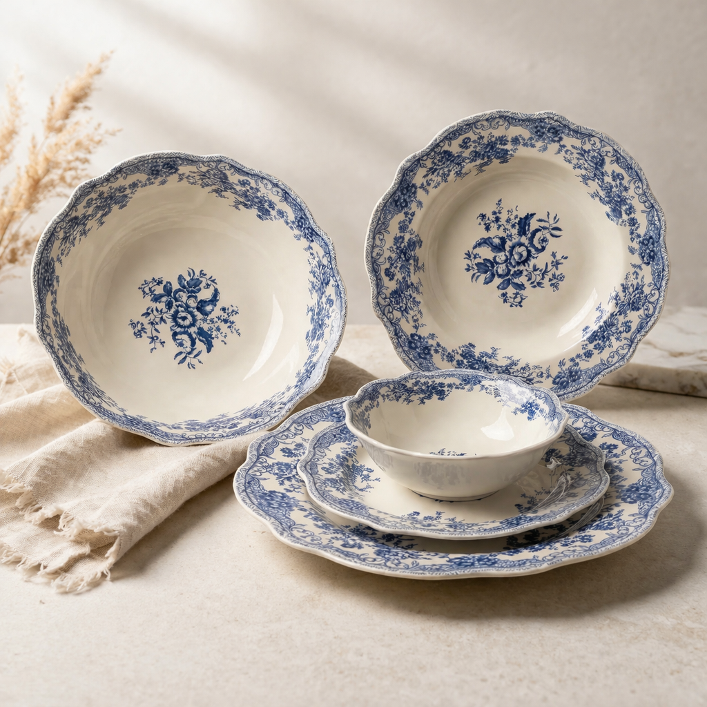 Vintage - Geschirrset - 25-teilig - Blau