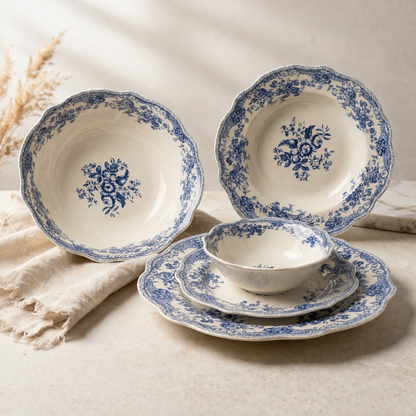 Vintage - Geschirrset - 25-teilig - Blau