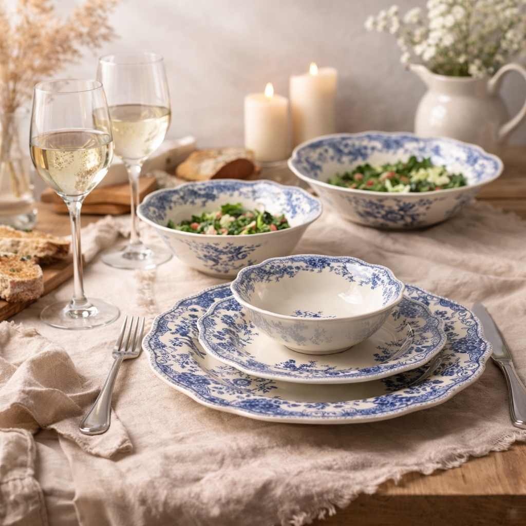 Vintage - Serviesset - 25 Delig - Blauw