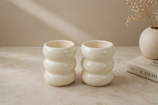 Wave Bubble Mok - Creme - 2 stuks - 400ml