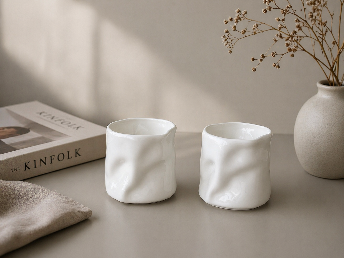 Diamond wave keramieken mok 2 stuks | Wit