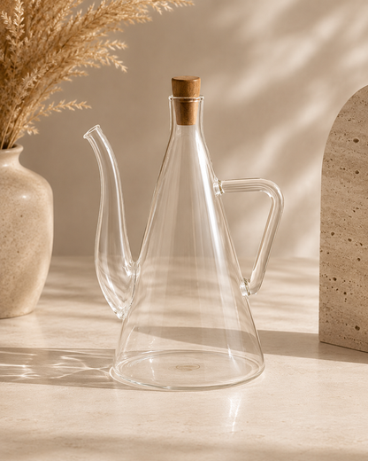 Soledo borosilicaat glazen oliefles met acacia dop | 500 ml