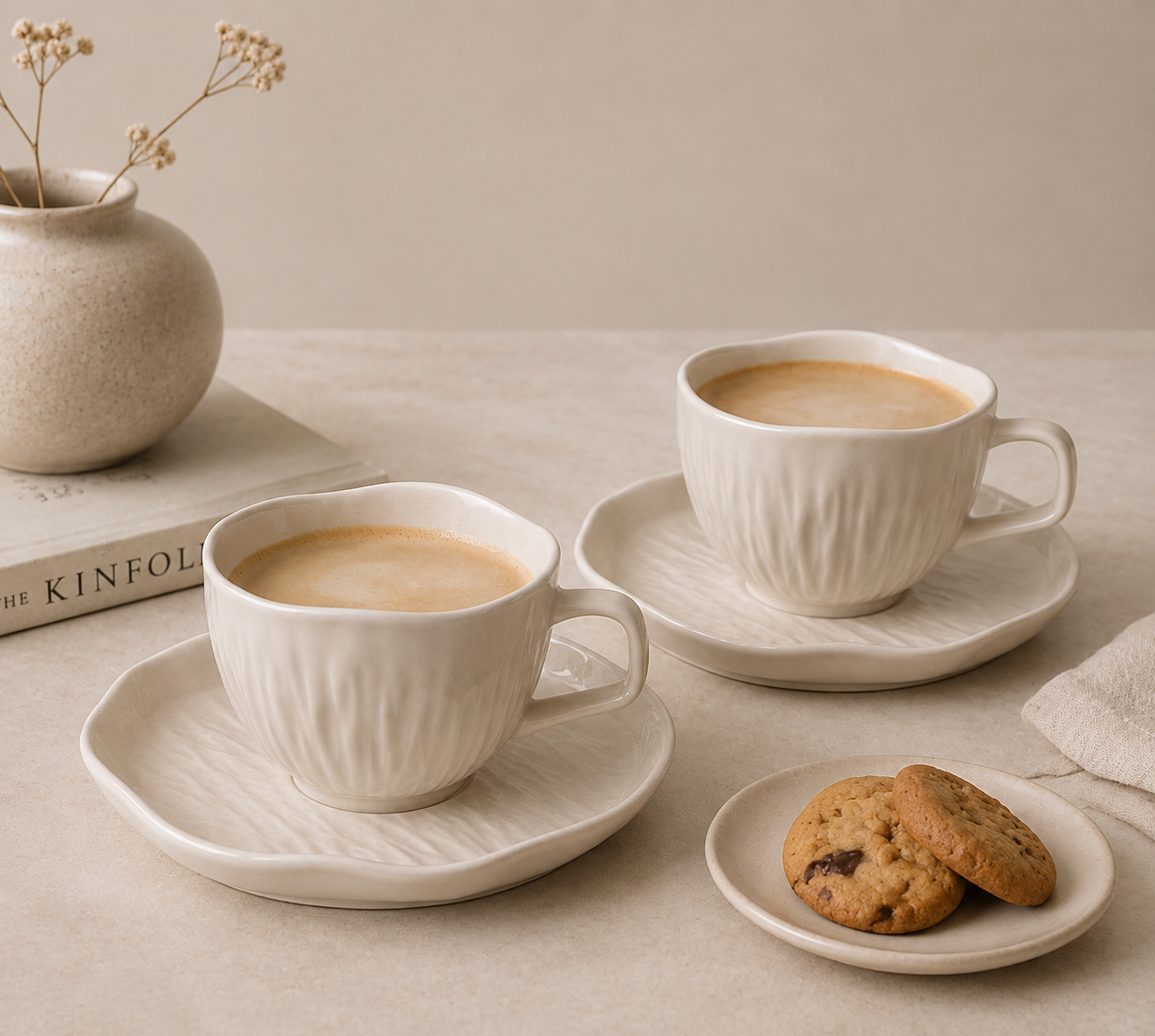 Cermico - Koffieset - Beige - 12 delig - 200ml