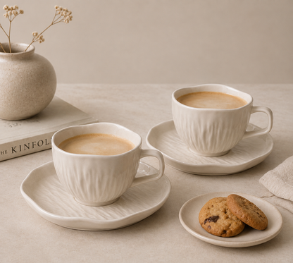 Cermico - Koffieset - Beige - 12 delig - 200ml