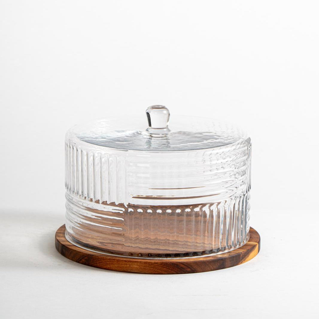 Grace borosilicaat acacia houten taartplateau | 25 cm
